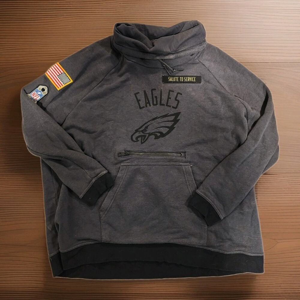 Nike Philadelphia Eagles Salute Service Hoodie Sweatshirt Mens XXL Charcoal 2XL